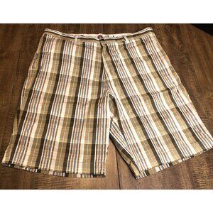 Tommy Bahama Plaid Silk Blend Shorts Men's 38 Flat Front Chino Preppy Beach